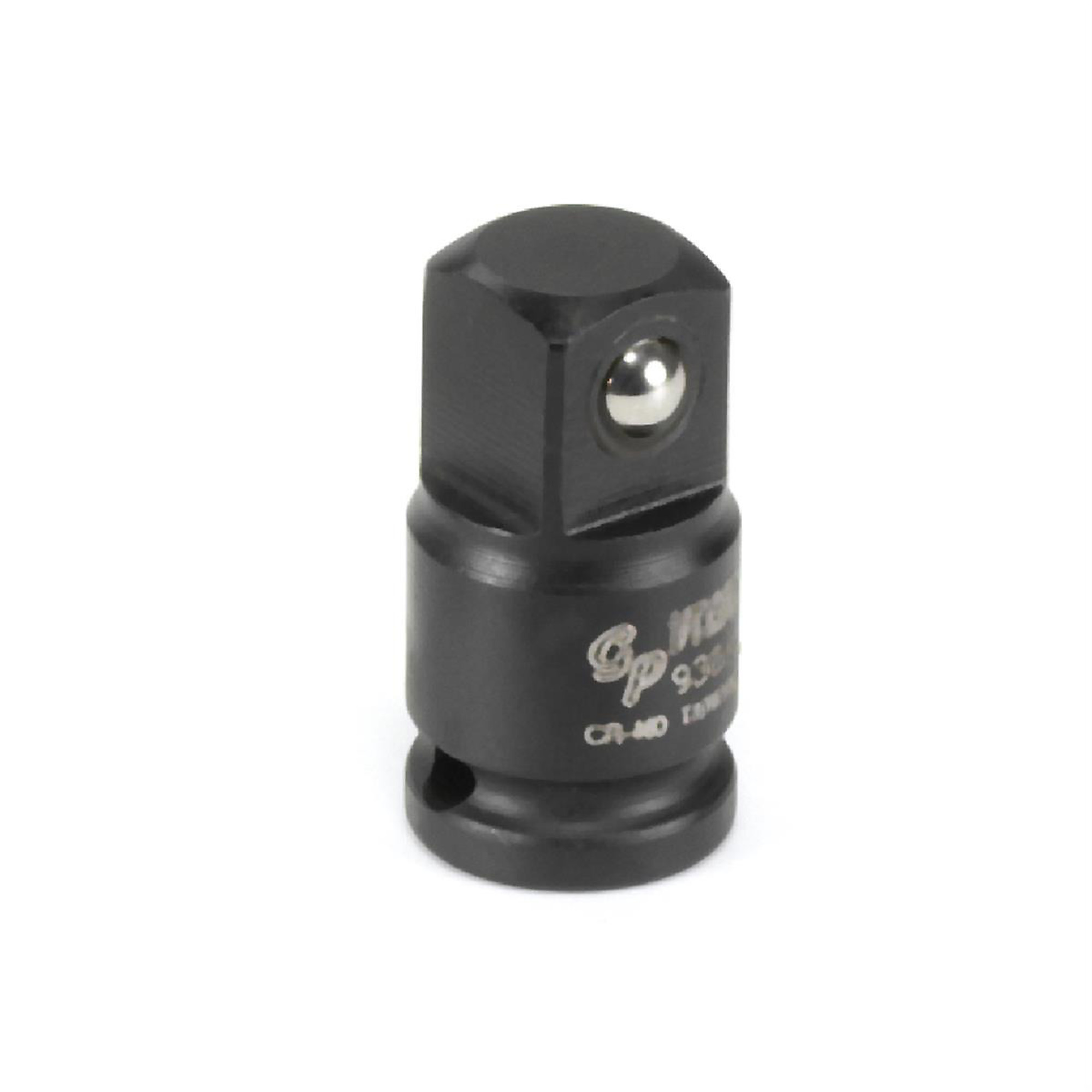 Grey Pneumatic Female to Male Adapter with Friction Ball — 1/4in. Female x 3/8in. Male, Heat Treated, Black Oxide Coated, Model# GRE938A